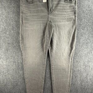 NWT American Eagle Hi Rise Jegging Jeans Women 18 34W Next Level Stretch Gray
